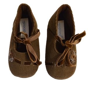 Jacadi Brown Velvet Ballerinas